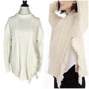 J. Crew | Women | Cream Cable Knit Merino Wool Blend Crew Neck Sweater | Medium